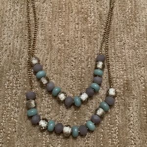 Gold beaded double chain loft necklace